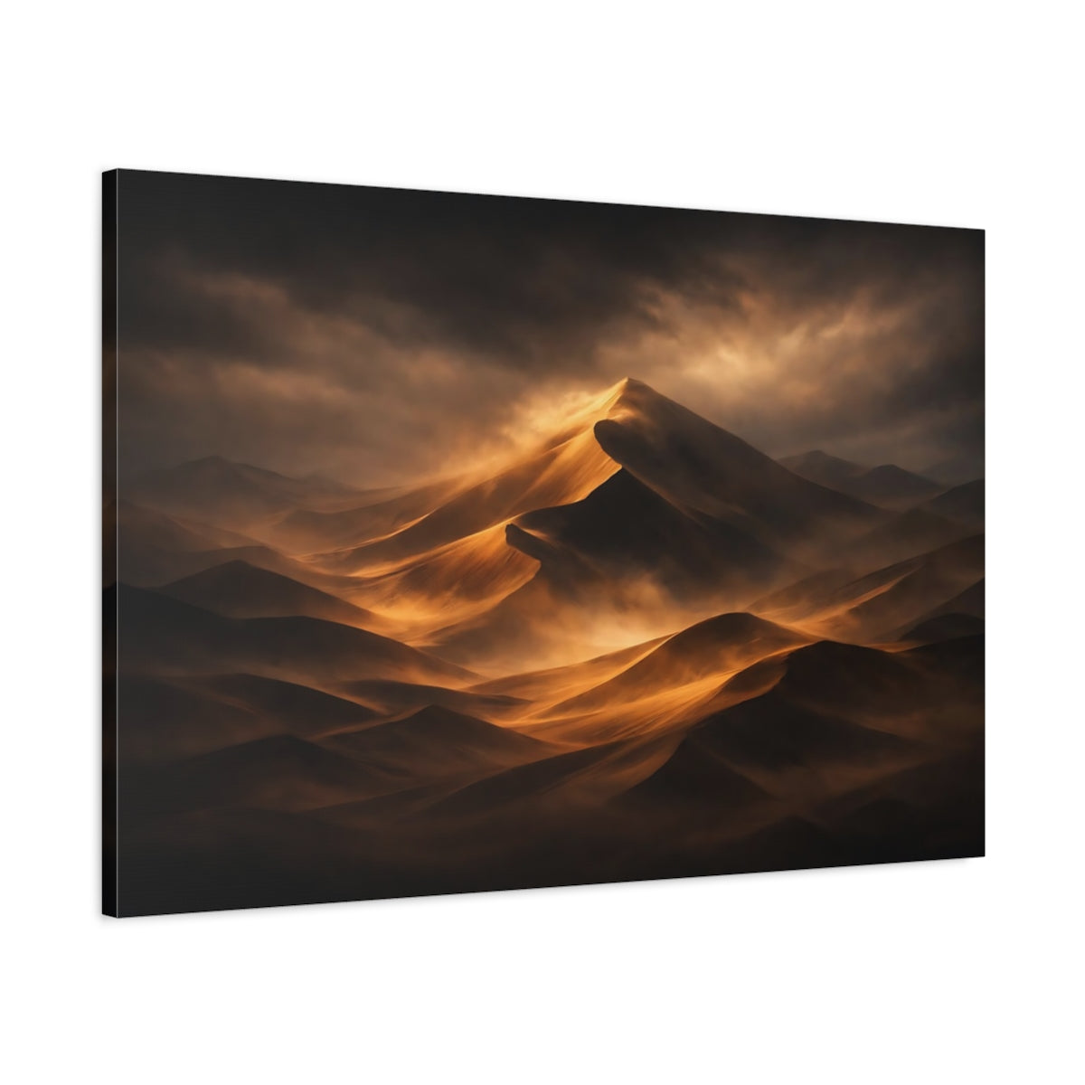 Dark Dramatic Desert Dunes Sand Nature - Canvas Wall Art Print