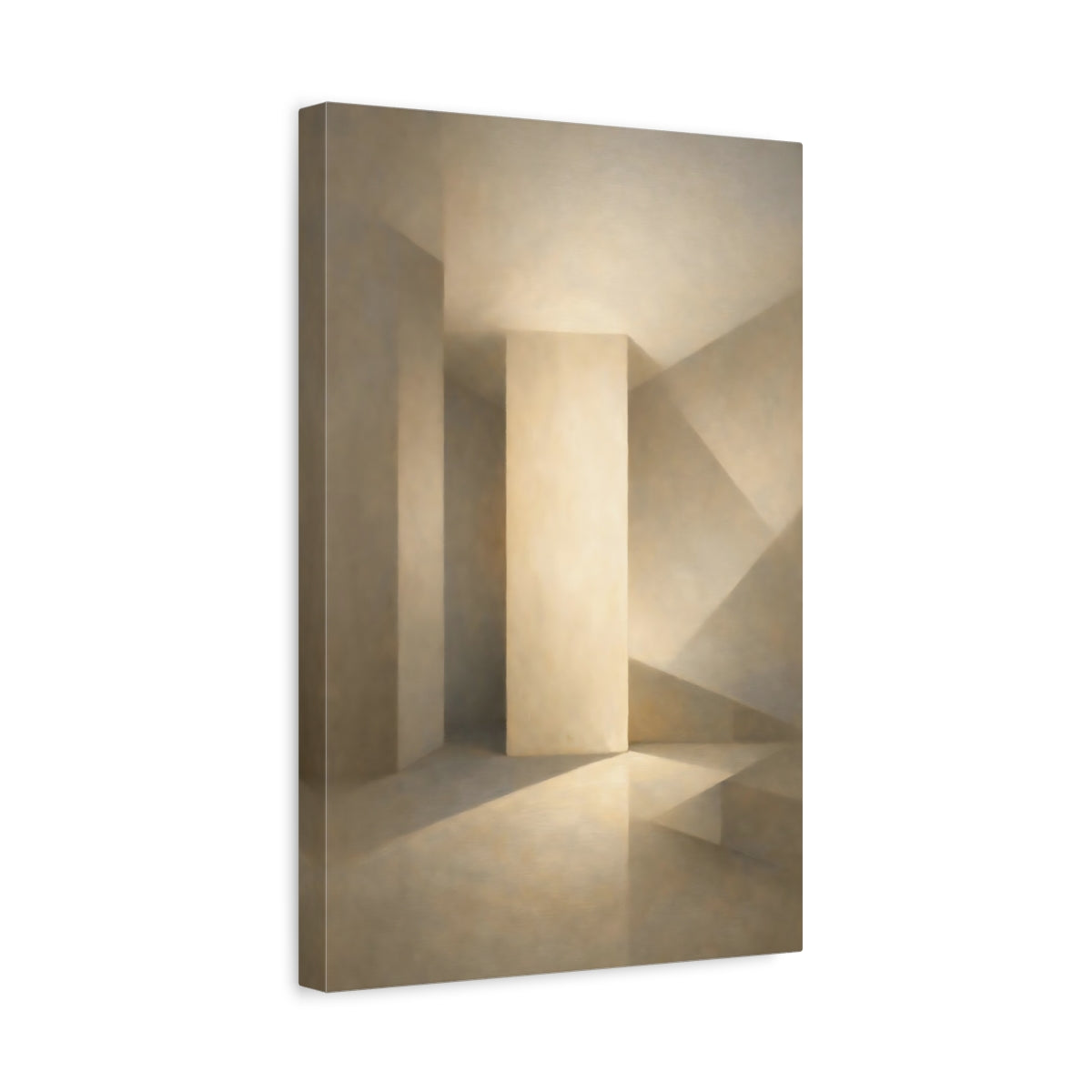 Side Mockup 4. Abstract Architectural Space Neutral Tones shown as stretched canvas wall art