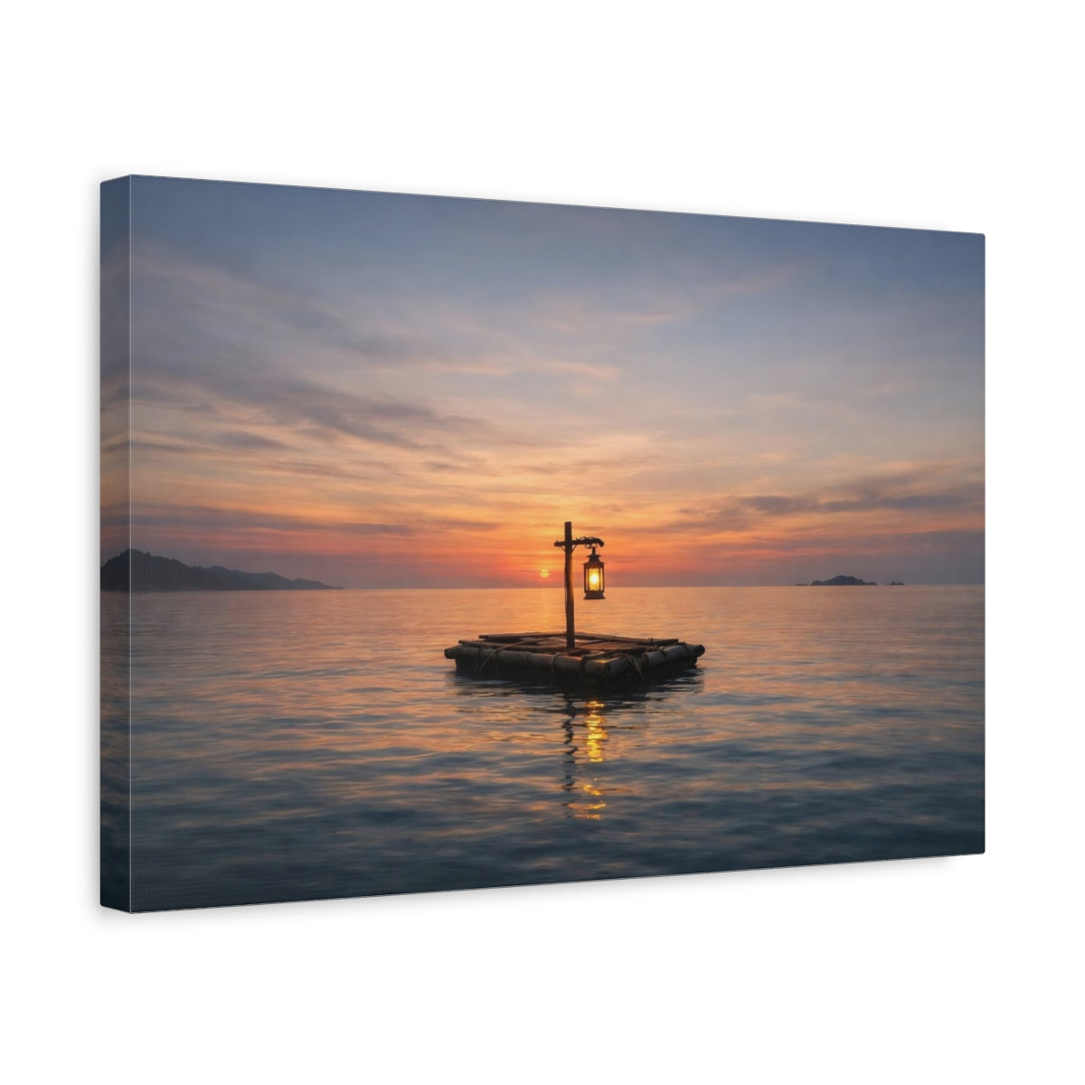 Wabi Sabi Seascape Sunset Floating Lantern Nature - Canvas Wall Art Print