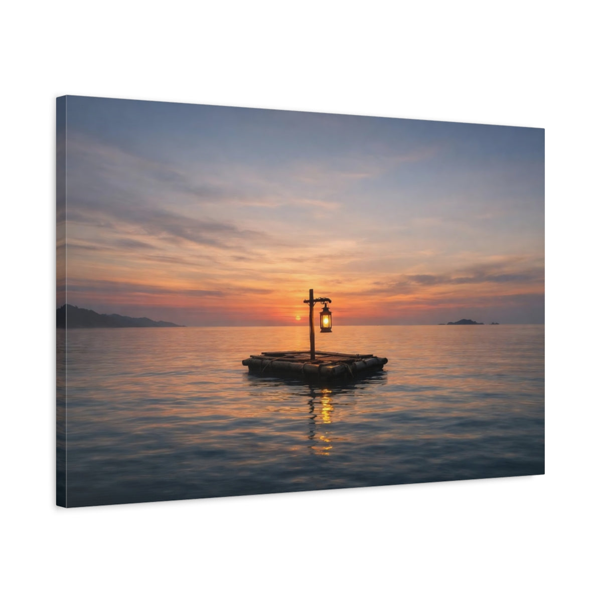 Wabi Sabi Seascape Sunset Floating Lantern Nature - Canvas Wall Art Print