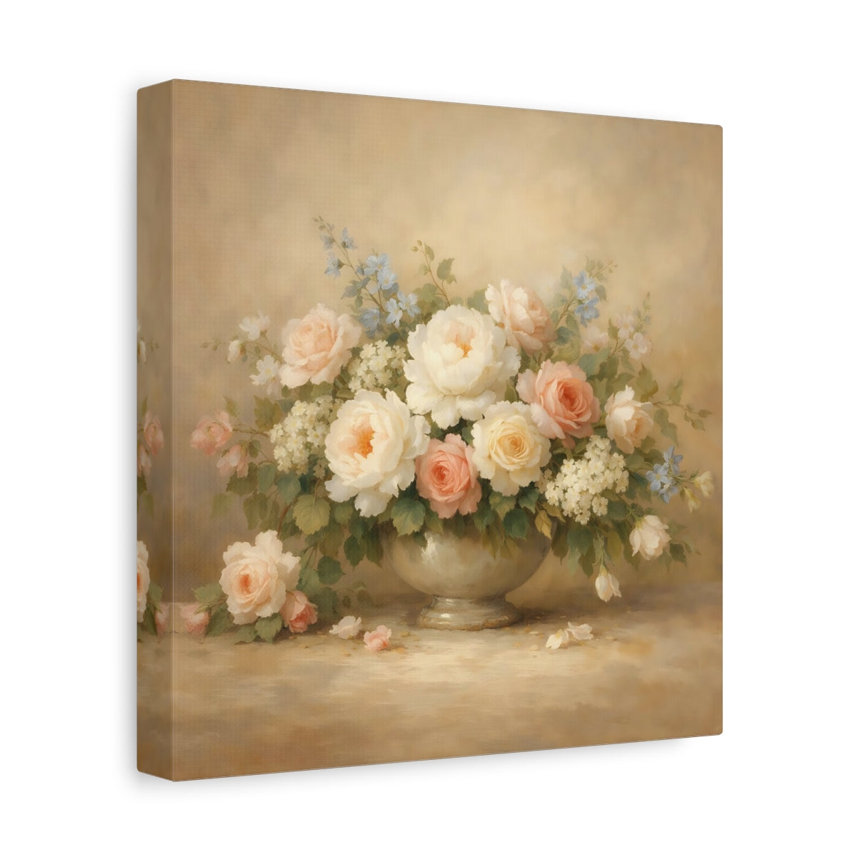 Side Mockup 9. Floral Floral Bouquet Pastel Floral shown as stretched canvas wall art