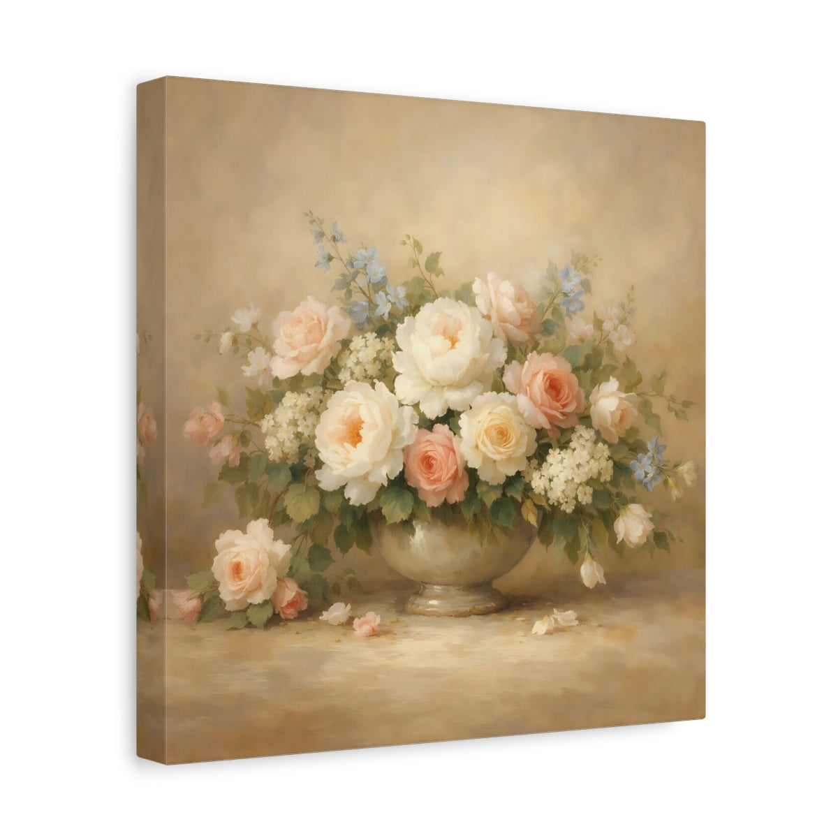 Side Mockup 8. Floral Floral Bouquet Pastel Floral shown as stretched canvas wall art