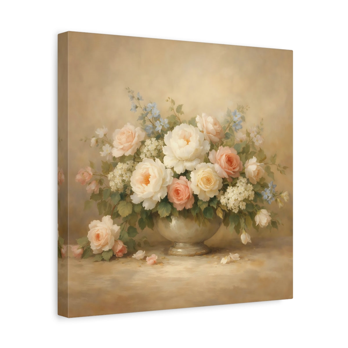 Side Mockup 7. Floral Floral Bouquet Pastel Floral shown as stretched canvas wall art