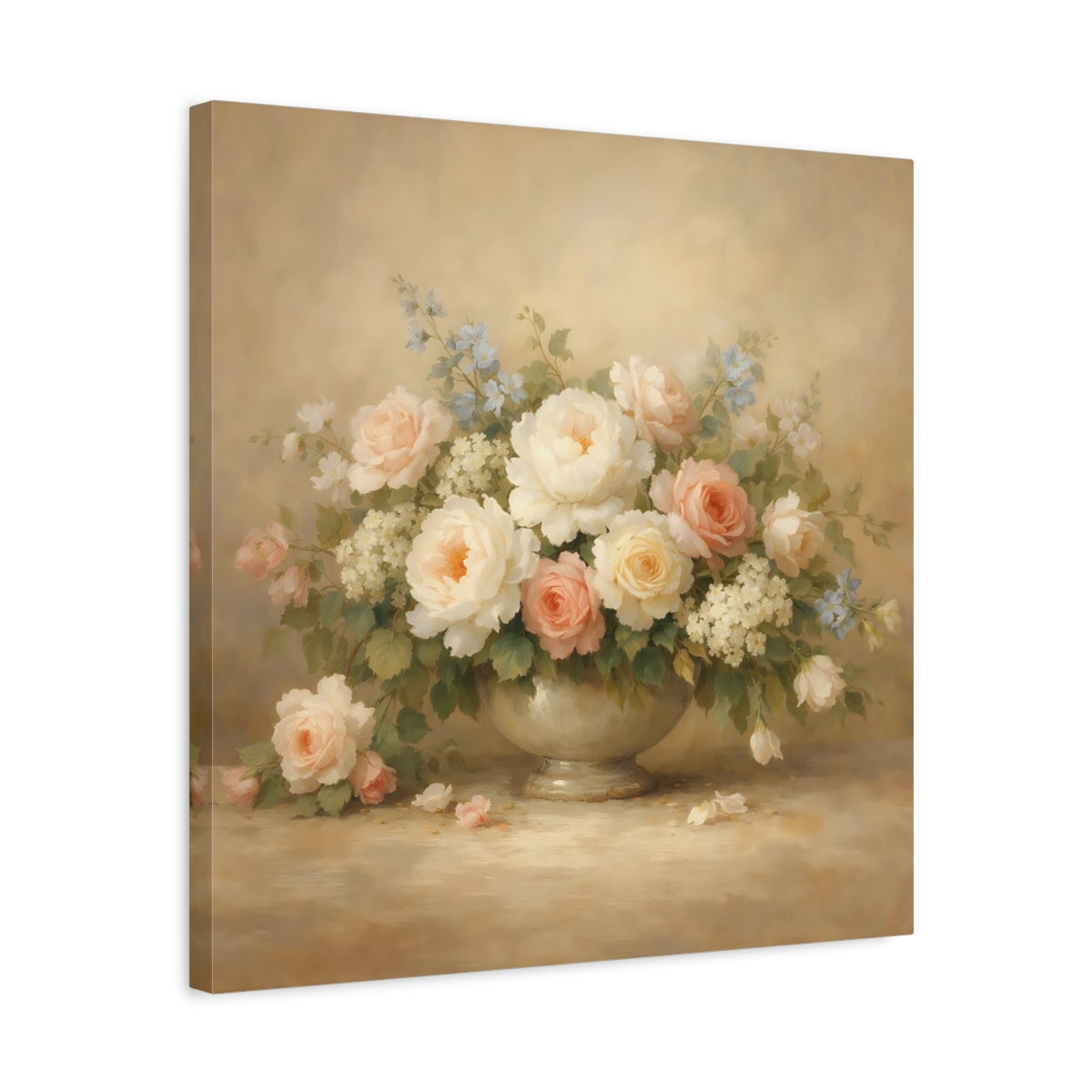 Side Mockup 5. Floral Floral Bouquet Pastel Floral shown as stretched canvas wall art