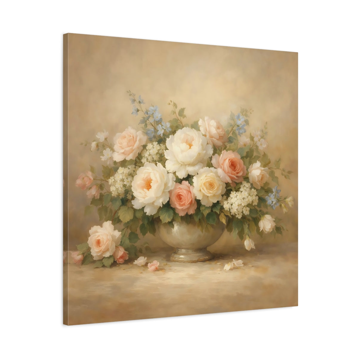 Side Mockup 3. Floral Floral Bouquet Pastel Floral shown as stretched canvas wall art