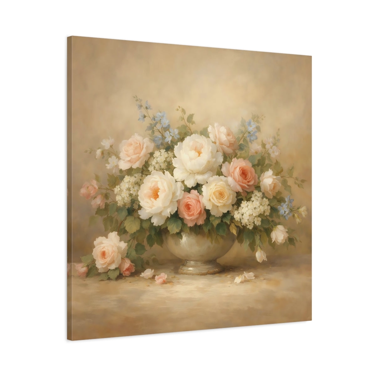 Side Mockup 2. Floral Floral Bouquet Pastel Floral shown as stretched canvas wall art