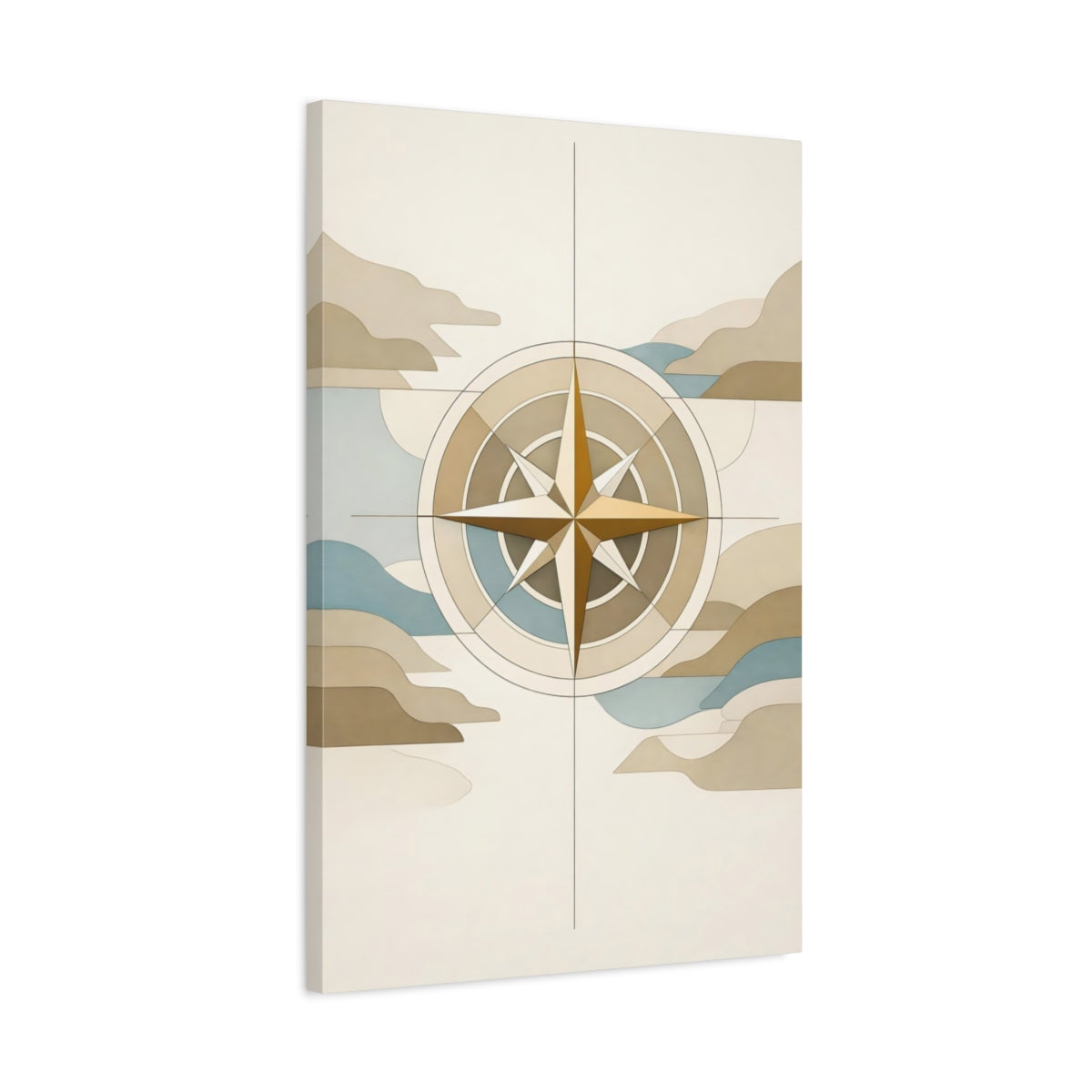 Maps Compass Neutral Rose - Canvas Wall Art Print