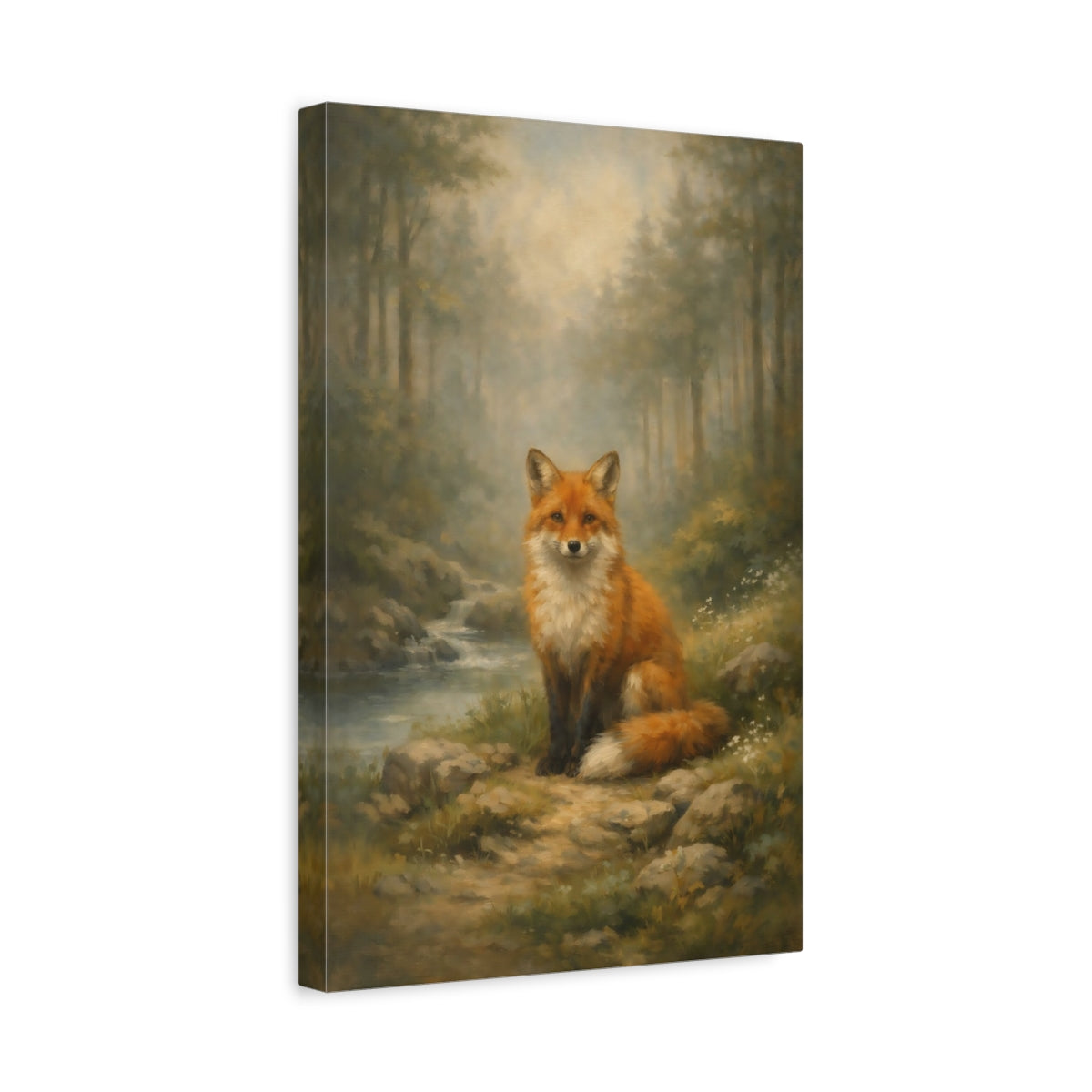 Side Mockup 4. Animals Fox Orange Fox shown as stretched canvas wall art