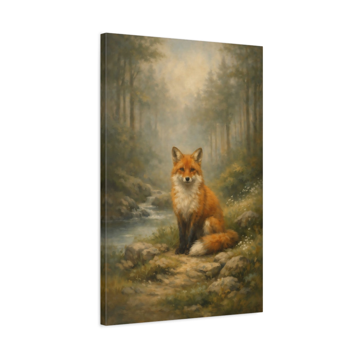 Side Mockup 2. Animals Fox Orange Fox shown as stretched canvas wall art