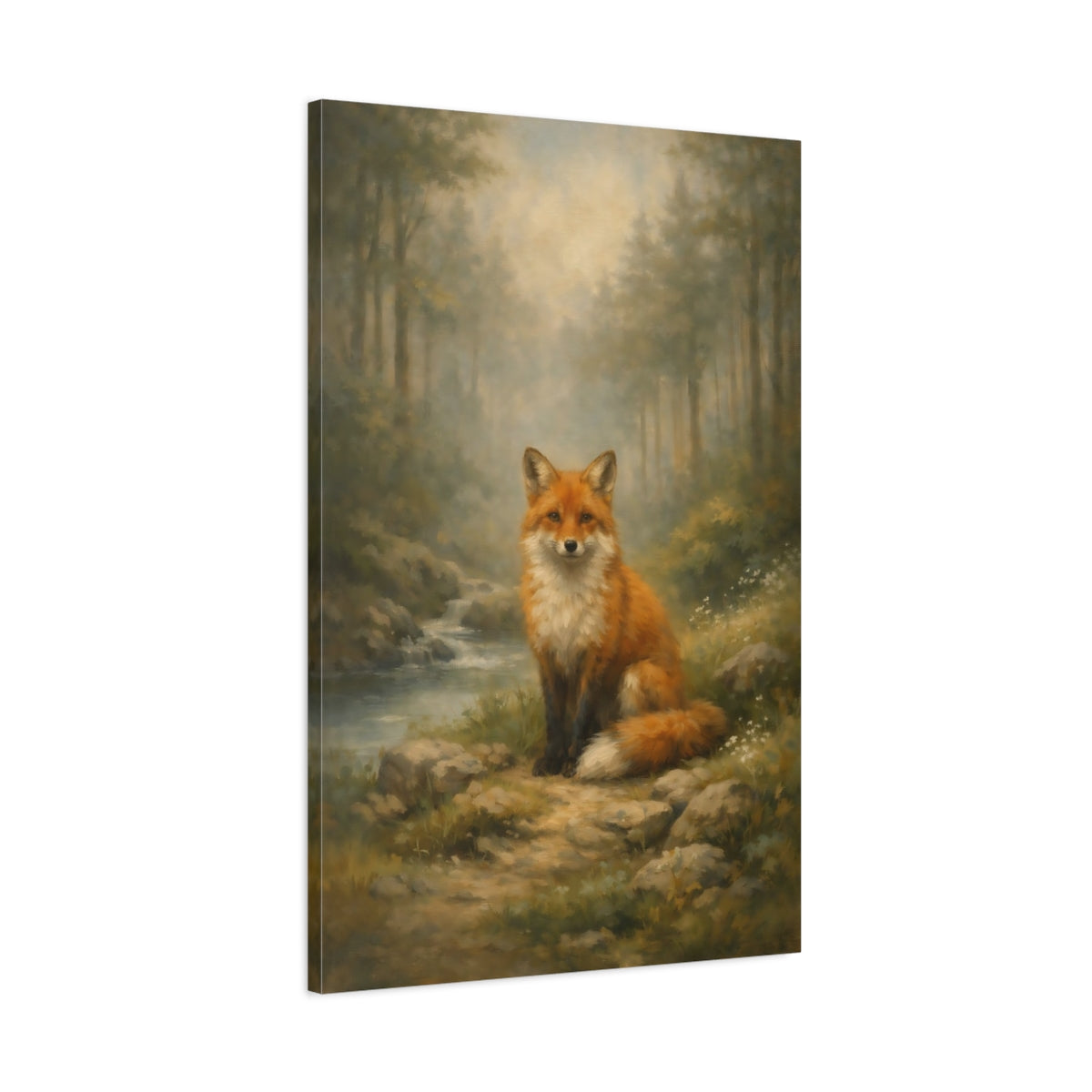 Side Mockup 1. Animals Fox Orange Fox shown as stretched canvas wall art