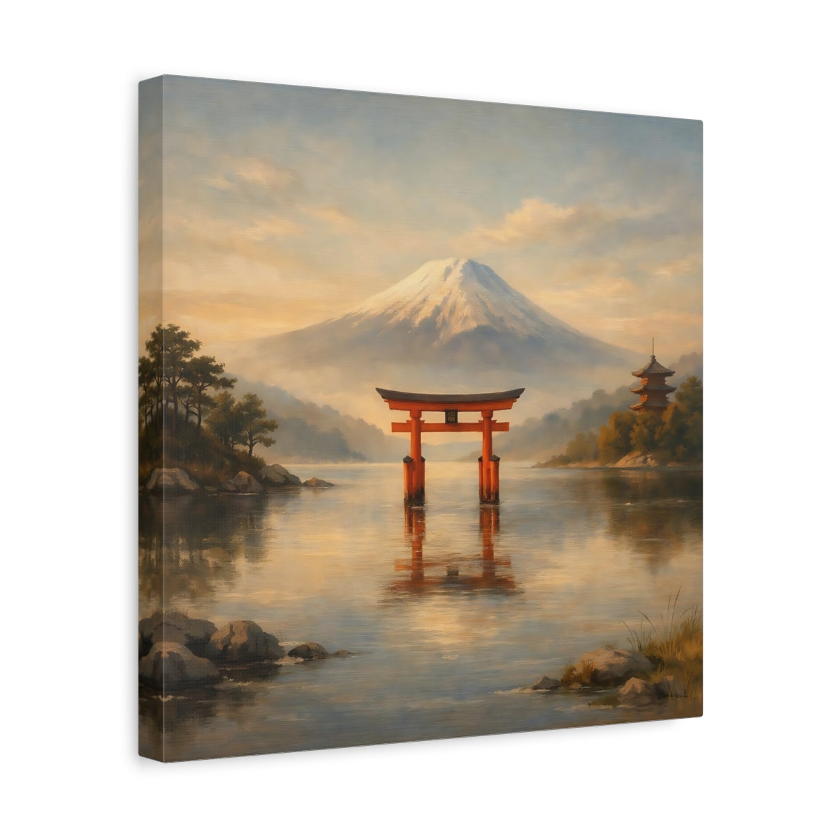 Side Mockup 7. Nature Mount Fuji Mount Fuji Torii shown as stretched canvas wall art