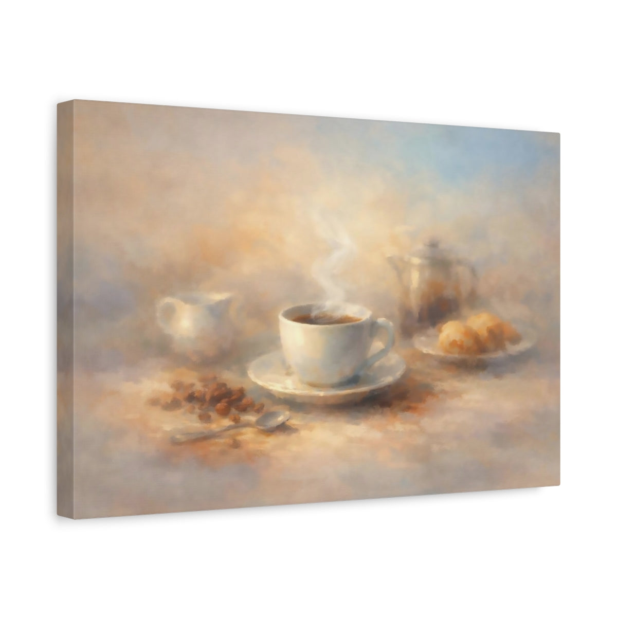 Vintage Coffee Cup Warm Scene - Canvas Wall Art Print