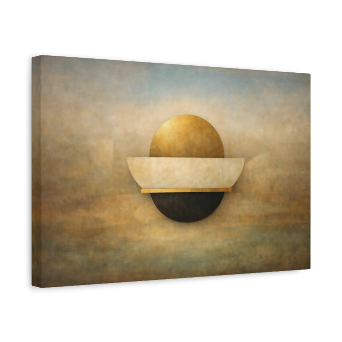 Abstract Geometric Shapes Gold And Black - Canvas Wall Art Print