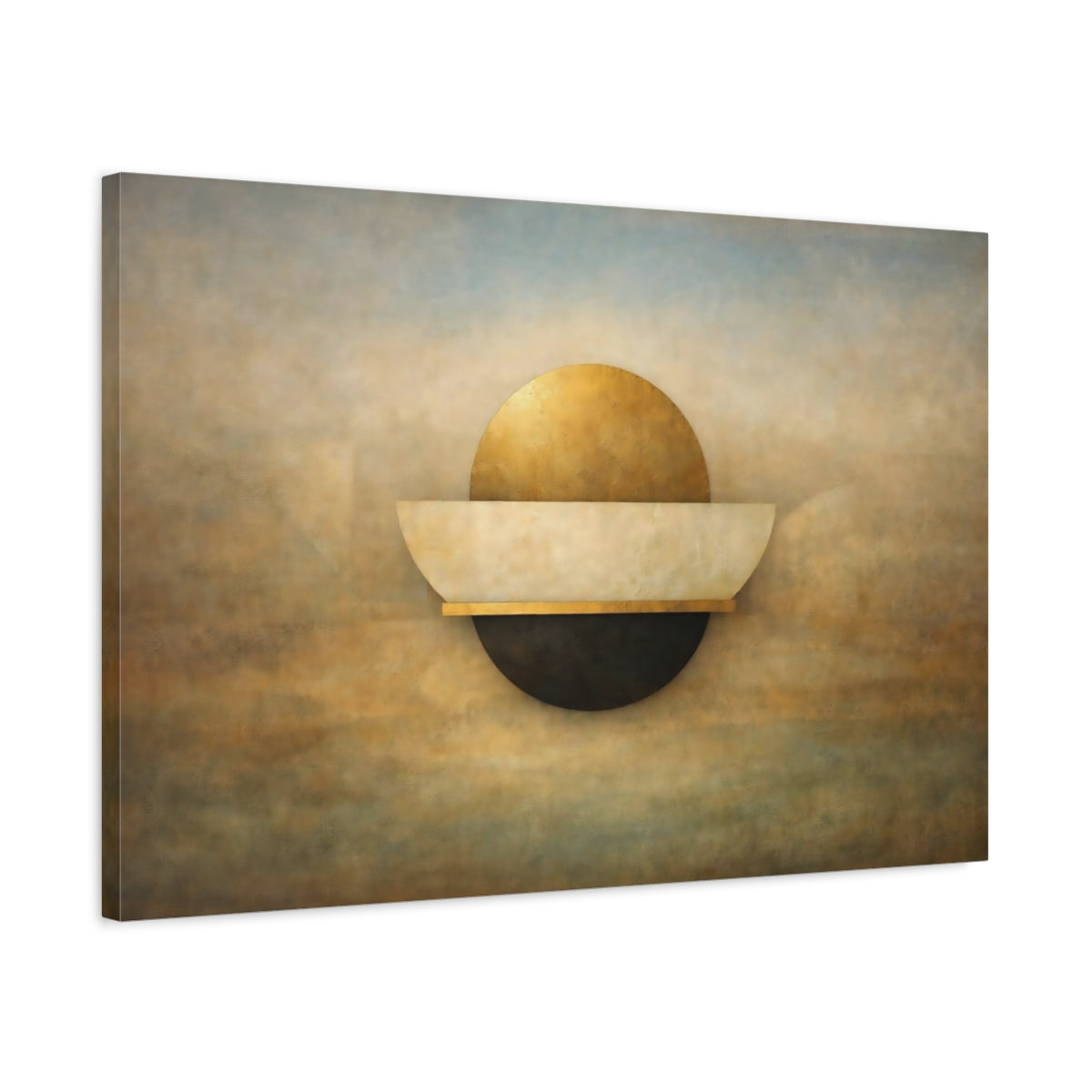 Abstract Geometric Shapes Gold And Black - Canvas Wall Art Print