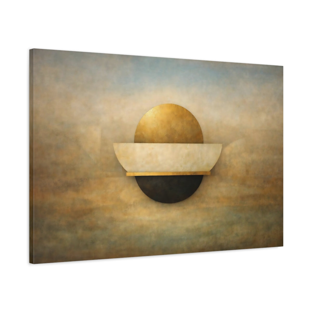 Abstract Geometric Shapes Gold And Black - Canvas Wall Art Print