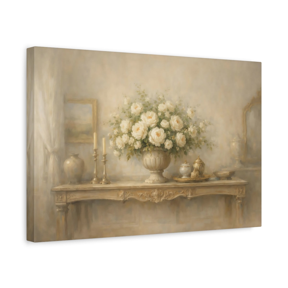 Side Mockup 4. Light Airy Cinematic Interior Wide Scene shown as stretched canvas wall art