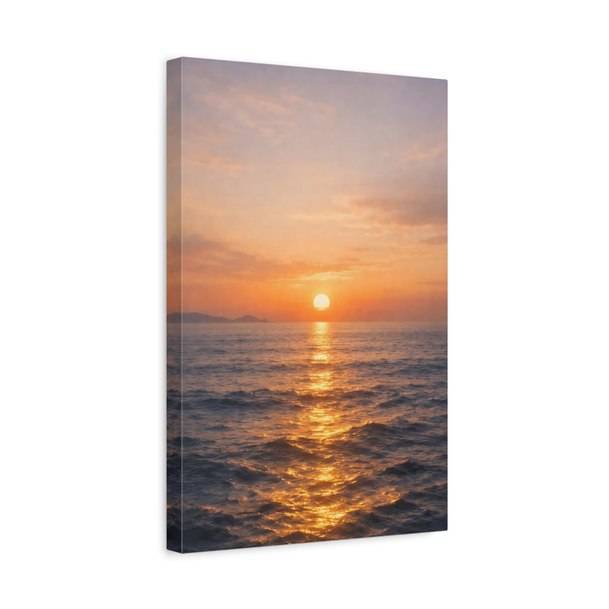 Side Mockup 4. Nature Ocean Sunset Golden Sunset Ocean shown as stretched canvas wall art