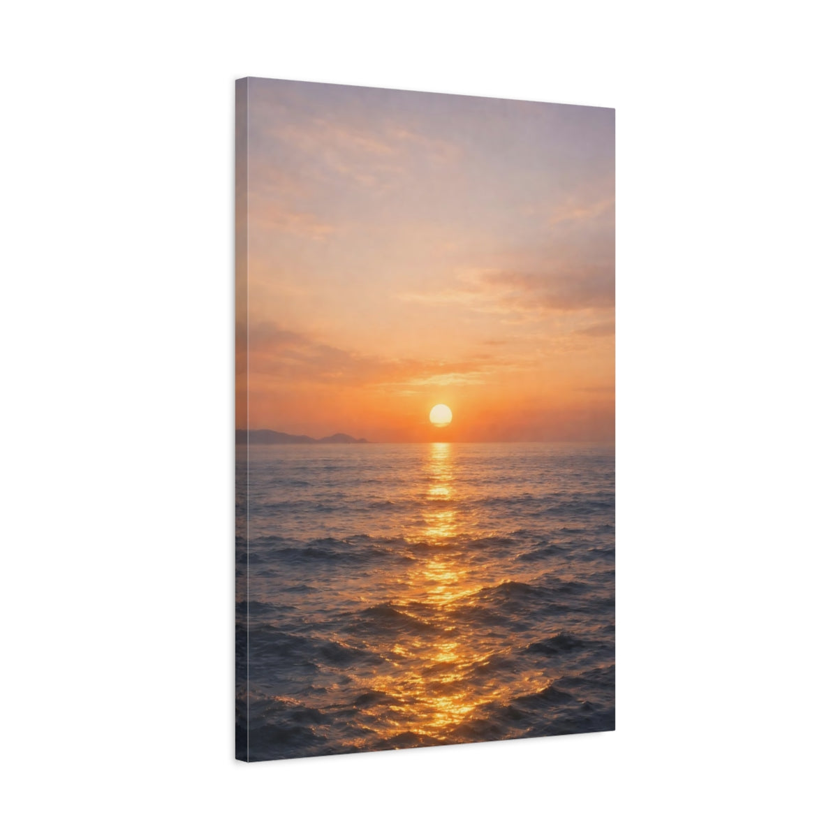 Side Mockup 2. Nature Ocean Sunset Golden Sunset Ocean shown as stretched canvas wall art