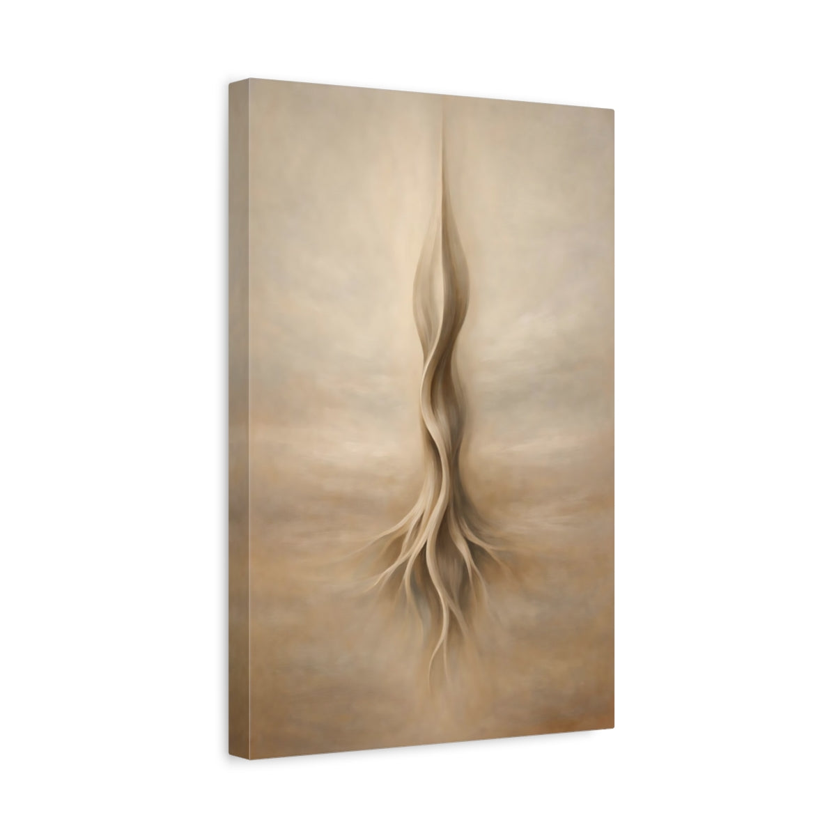 Side Mockup 4. Nature Organic Form Brown And Beige Abstract shown as stretched canvas wall art
