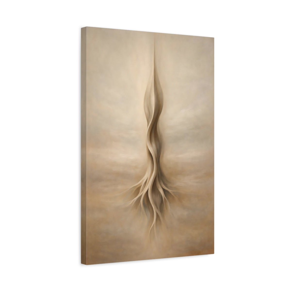 Side Mockup 3. Nature Organic Form Brown And Beige Abstract shown as stretched canvas wall art