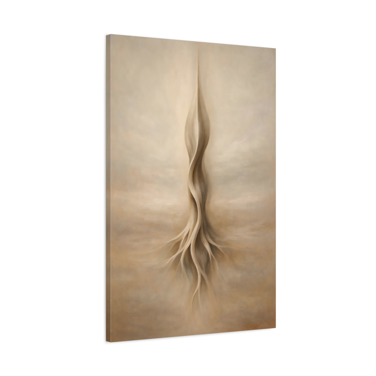 Side Mockup 1. Nature Organic Form Brown And Beige Abstract shown as stretched canvas wall art