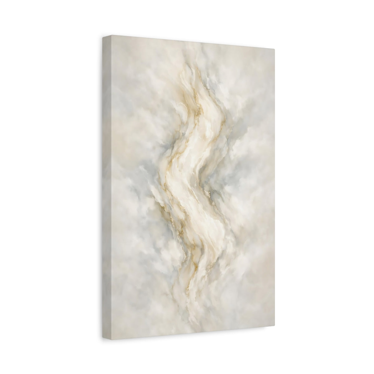 Side Mockup 4. Abstract Marble Texture Beige Gold Abstract shown as stretched canvas wall art