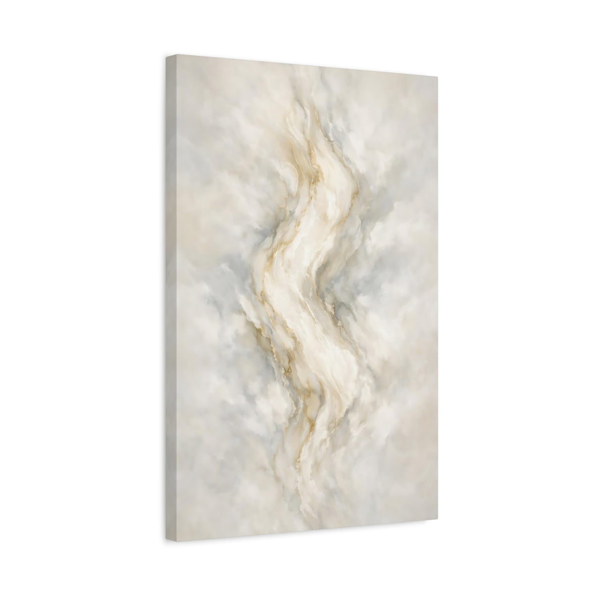 Side Mockup 3. Abstract Marble Texture Beige Gold Abstract shown as stretched canvas wall art