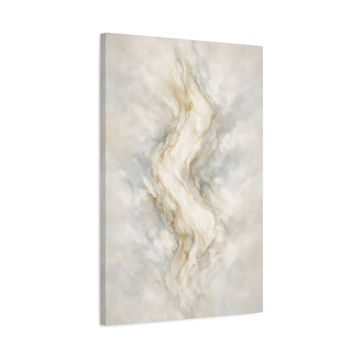 Side Mockup 2. Abstract Marble Texture Beige Gold Abstract shown as stretched canvas wall art