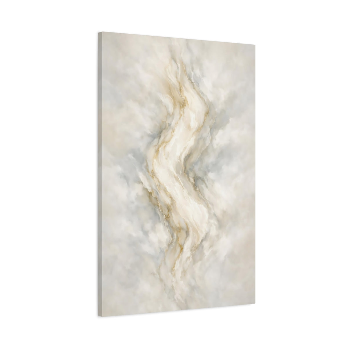 Side Mockup 1. Abstract Marble Texture Beige Gold Abstract shown as stretched canvas wall art