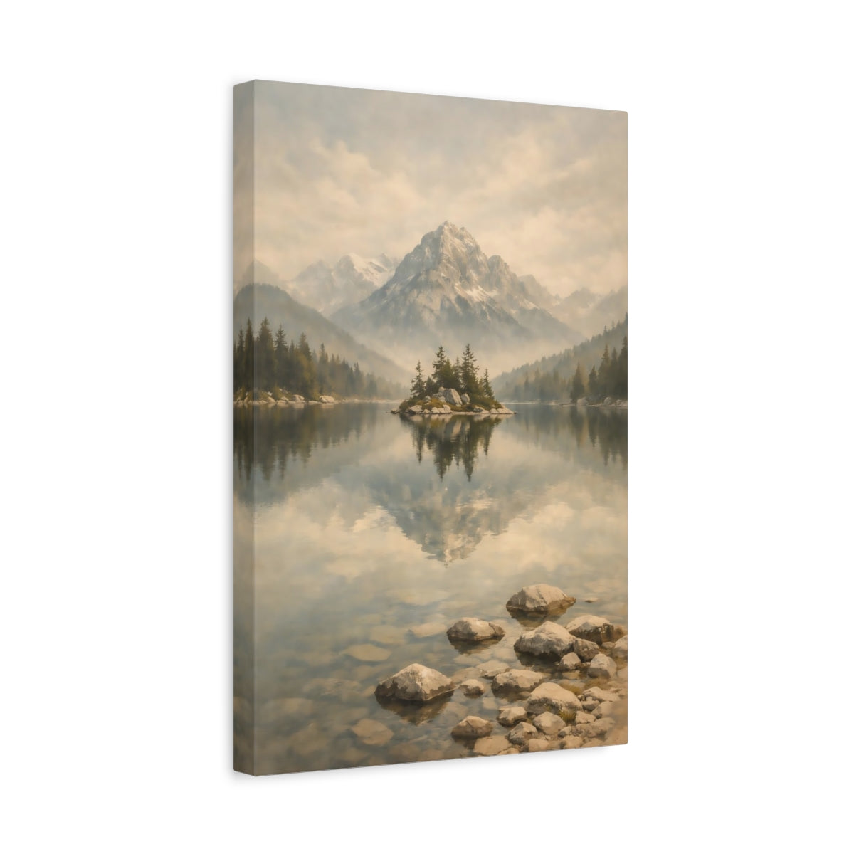 Nature Mountain Lake Misty - Canvas Wall Art Print