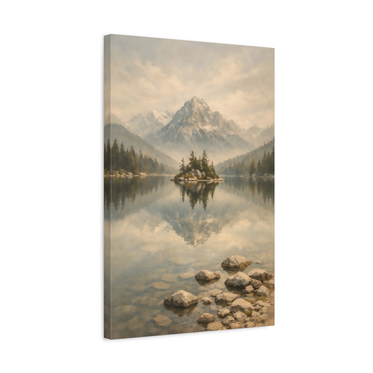 Nature Mountain Lake Misty - Canvas Wall Art Print