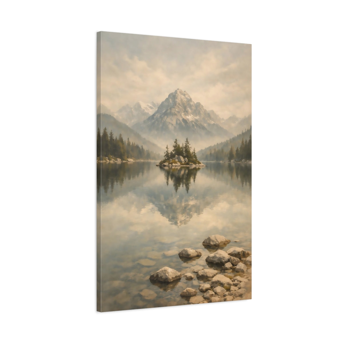 Nature Mountain Lake Misty - Canvas Wall Art Print