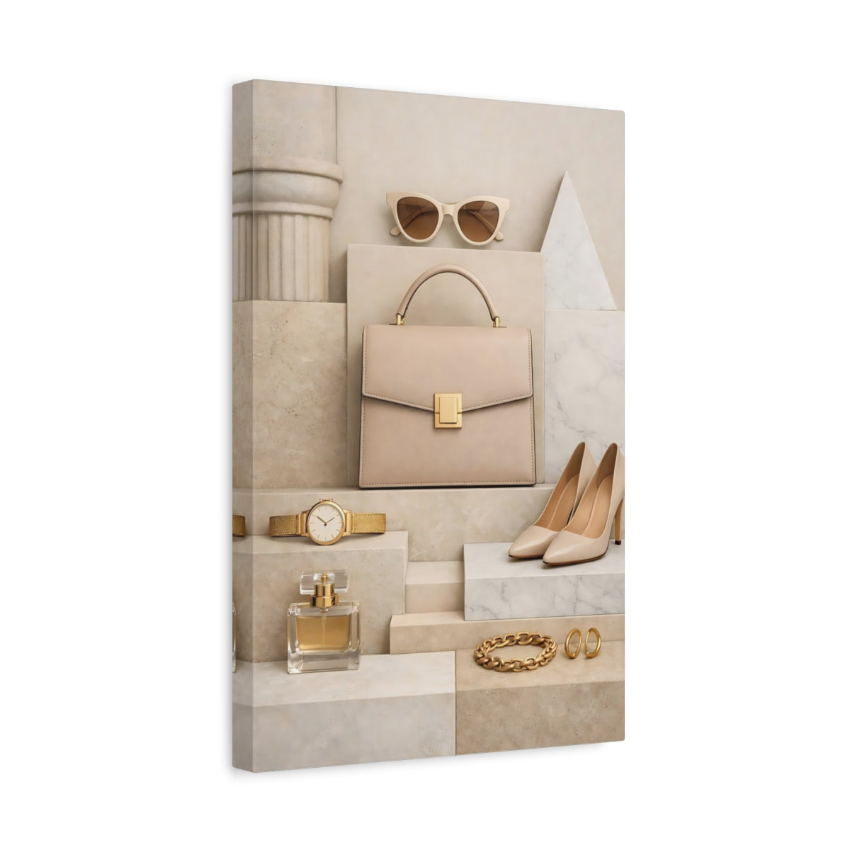 Abstract Fashion Accessories Neutral Tones - Canvas Wall Art Print