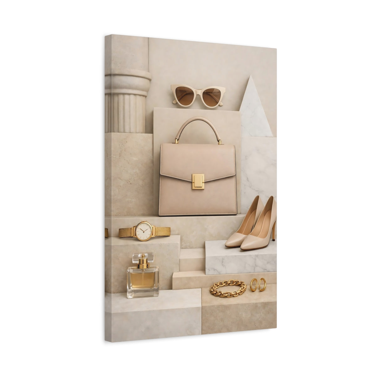 Abstract Fashion Accessories Neutral Tones - Canvas Wall Art Print