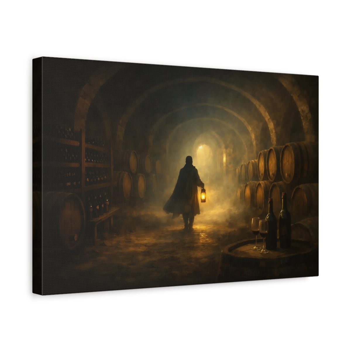 Mist Depth Wine Cellar Vintage - Canvas Wall Art Print