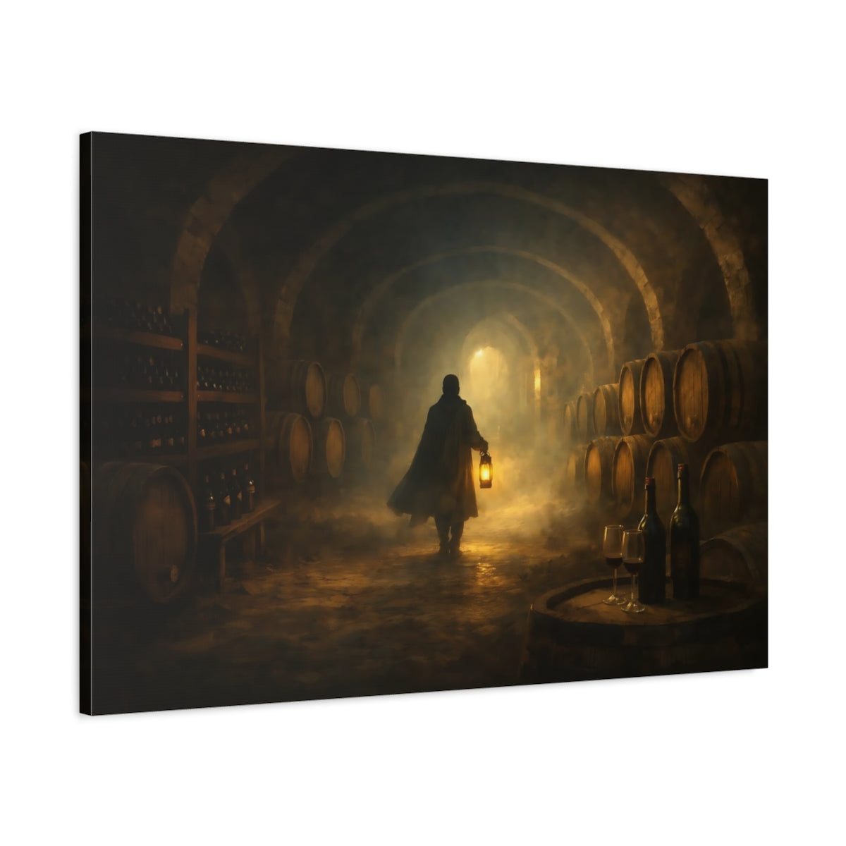Mist Depth Wine Cellar Vintage - Canvas Wall Art Print