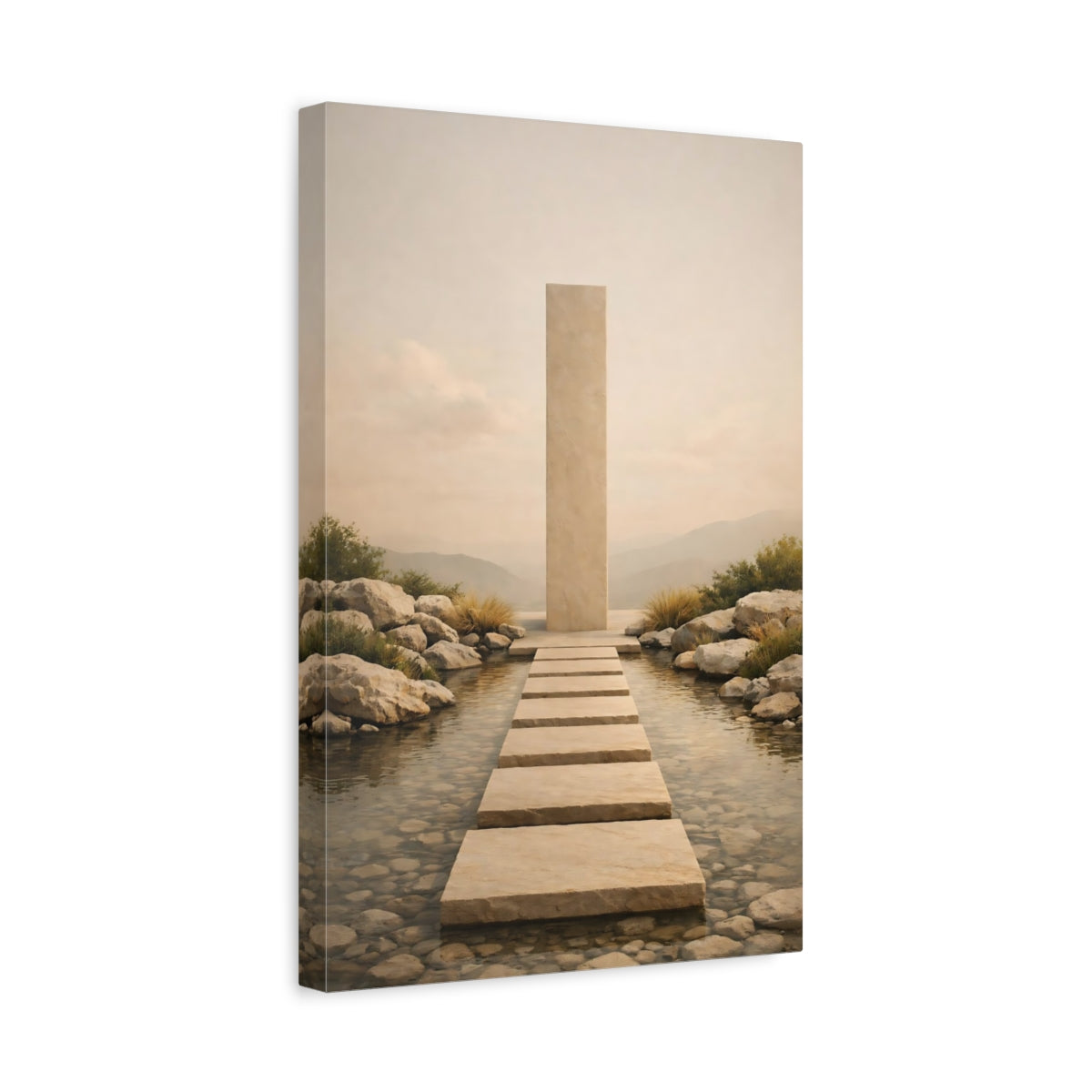 Nature Stone Path Beige Landscape - Canvas Wall Art Print
