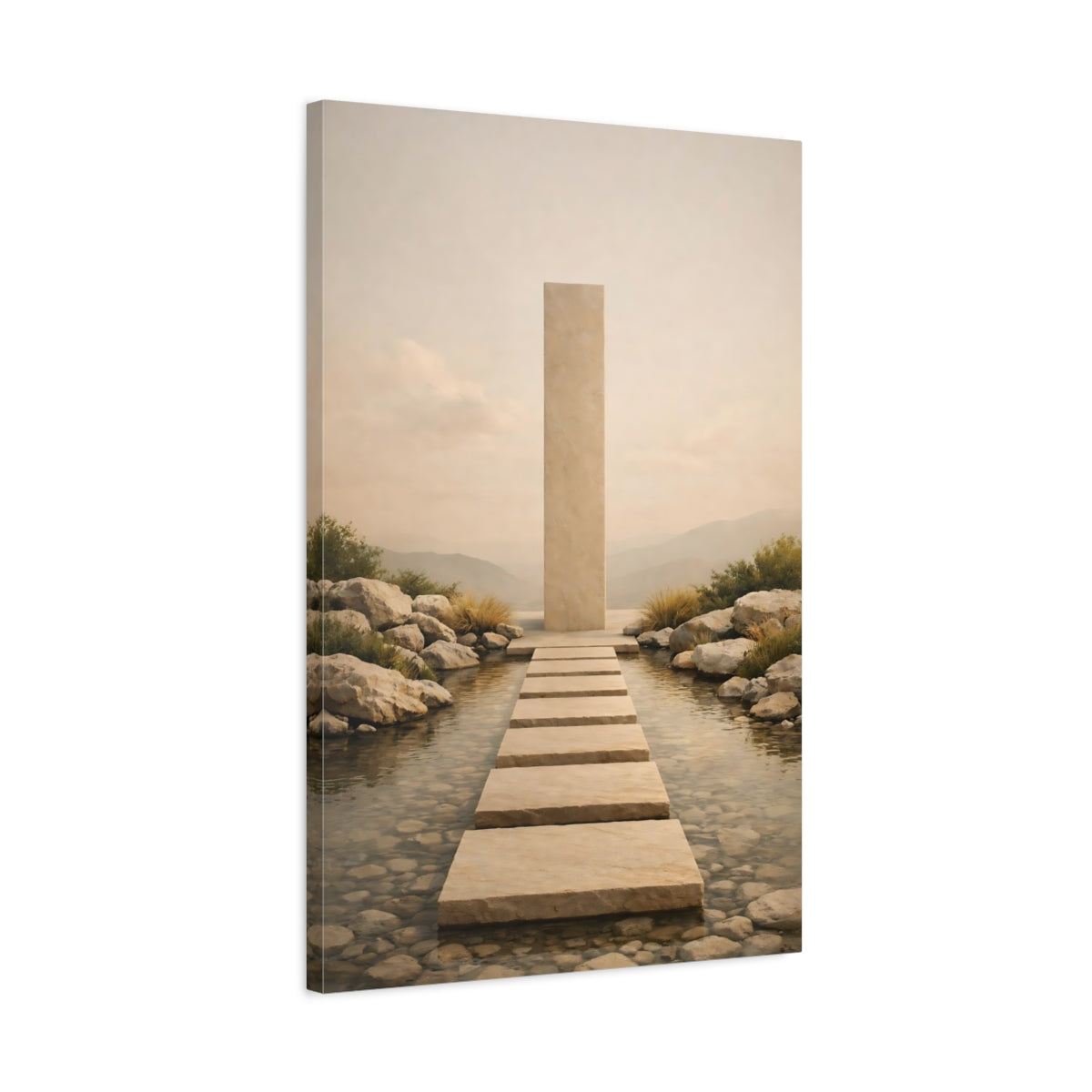 Nature Stone Path Beige Landscape - Canvas Wall Art Print