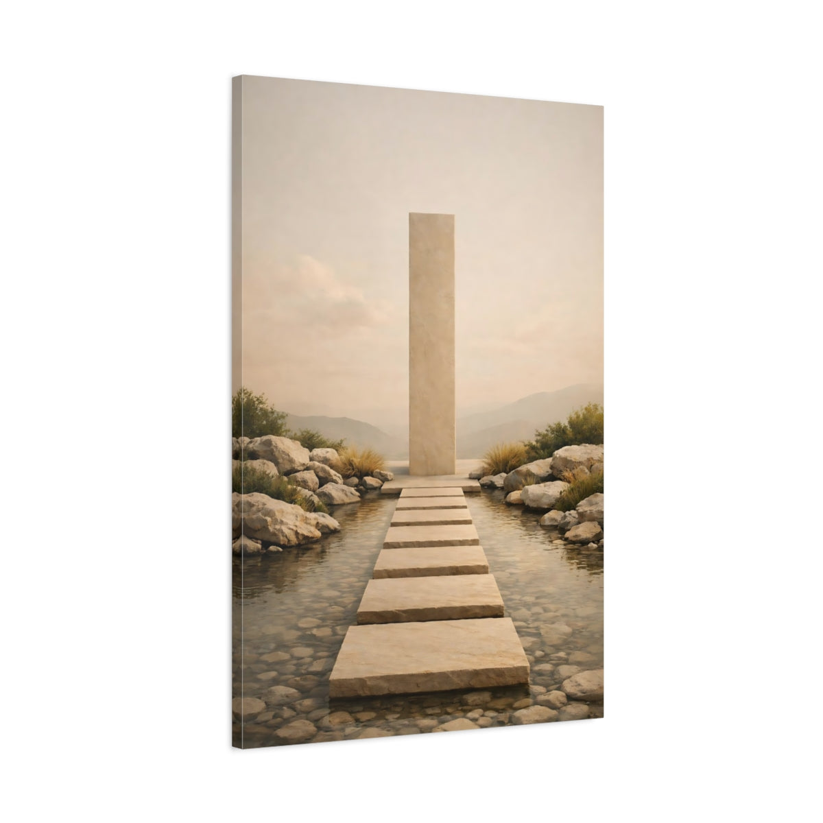 Nature Stone Path Beige Landscape - Canvas Wall Art Print