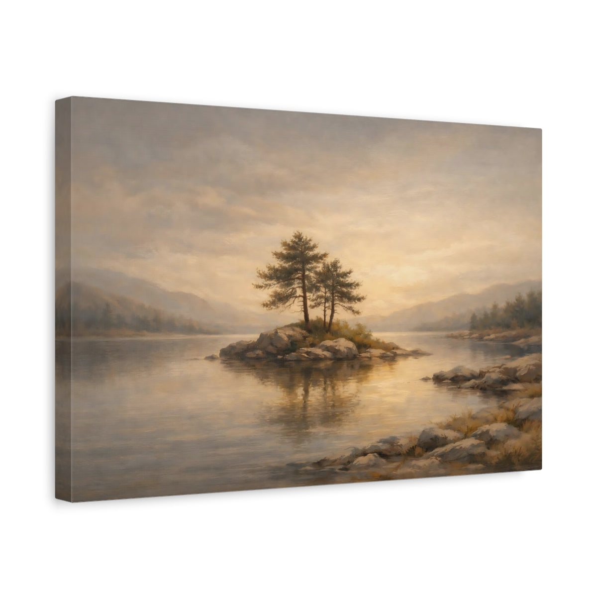 Side Mockup 4. Japandi Minimal Corner Light Gradient shown as stretched canvas wall art