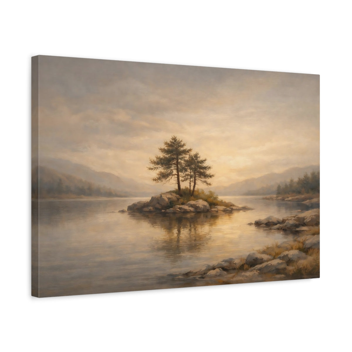 Side Mockup 3. Japandi Minimal Corner Light Gradient shown as stretched canvas wall art