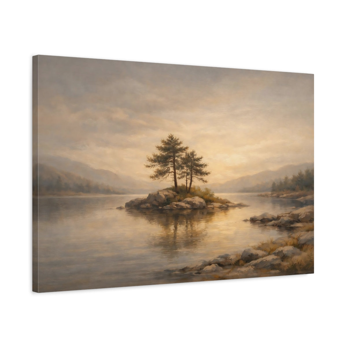Side Mockup 2. Japandi Minimal Corner Light Gradient shown as stretched canvas wall art