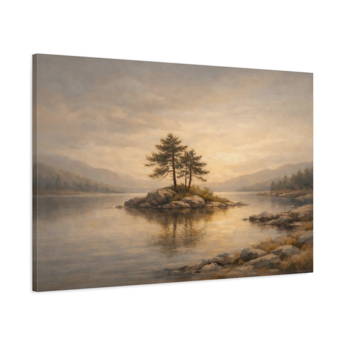 Side Mockup 1. Japandi Minimal Corner Light Gradient shown as stretched canvas wall art