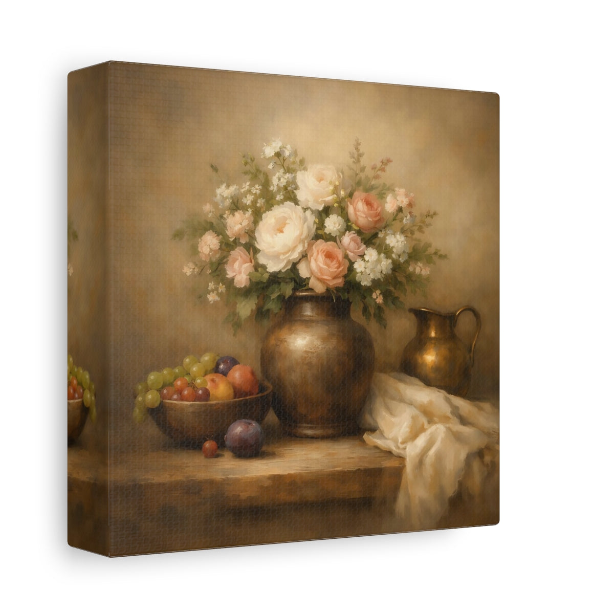 Side Mockup 1. Floral Flower Vase Floral Still Life shown as stretched canvas wall art