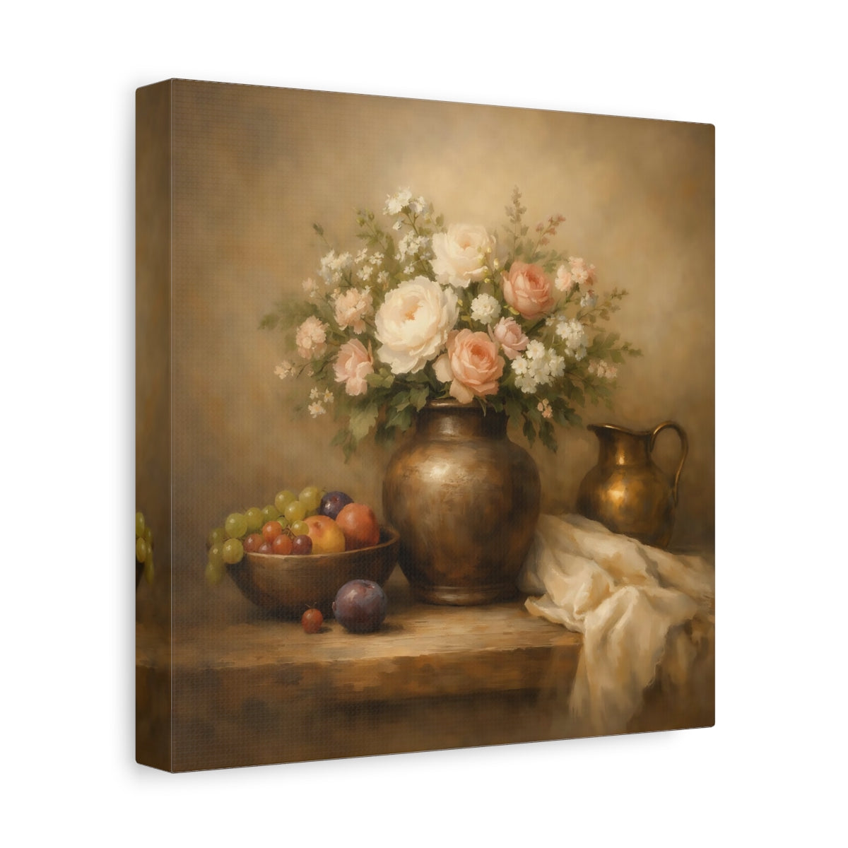 Side Mockup 9. Floral Flower Vase Floral Still Life shown as stretched canvas wall art