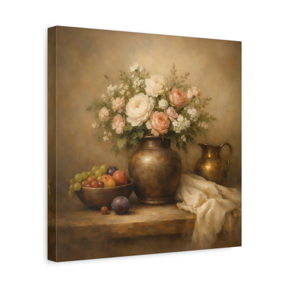 Side Mockup 7. Floral Flower Vase Floral Still Life shown as stretched canvas wall art