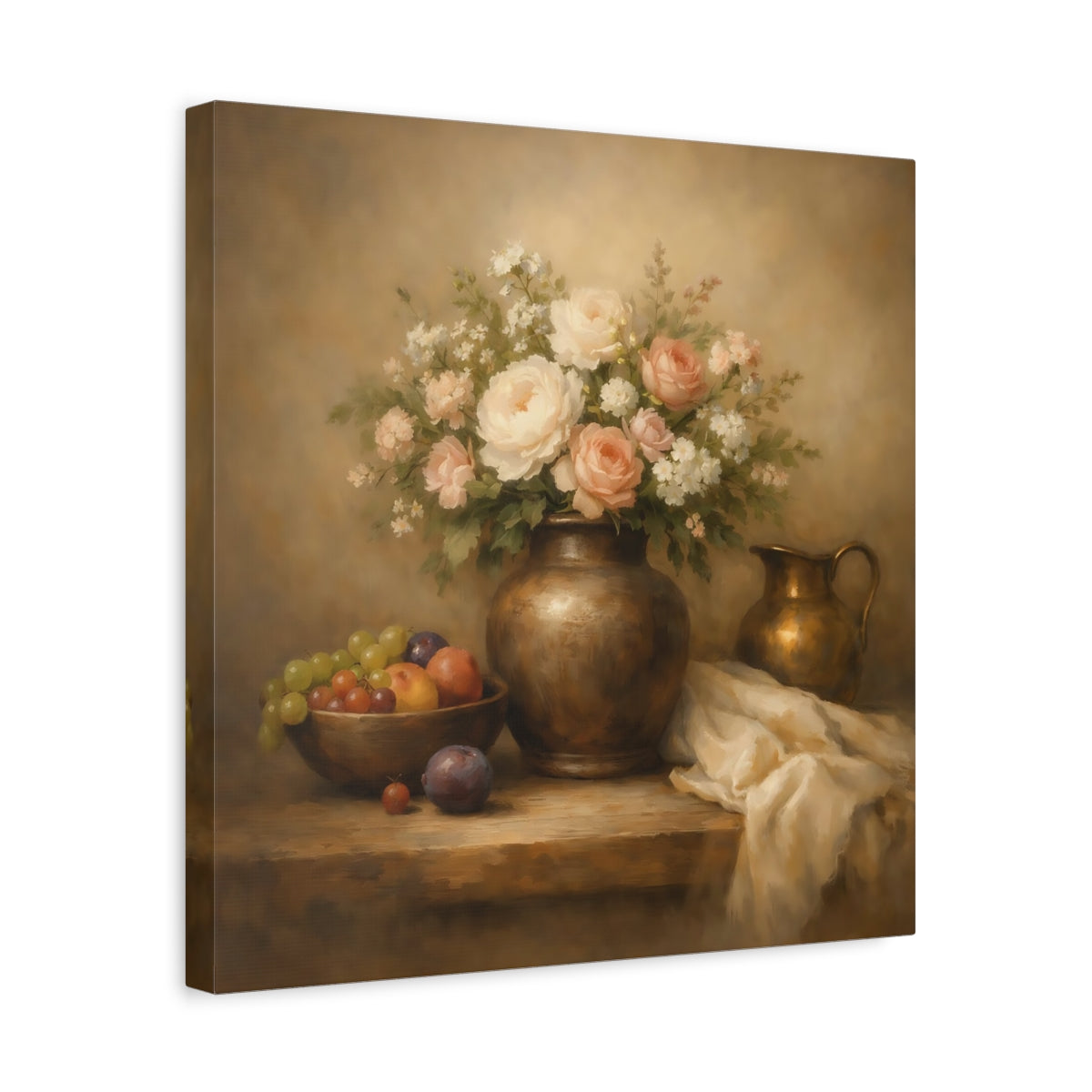 Side Mockup 6. Floral Flower Vase Floral Still Life shown as stretched canvas wall art