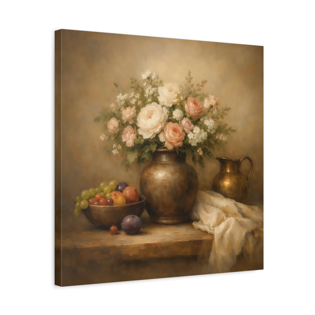 Side Mockup 5. Floral Flower Vase Floral Still Life shown as stretched canvas wall art
