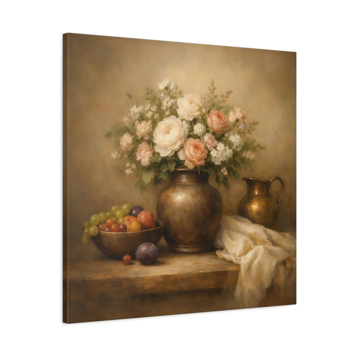 Side Mockup 3. Floral Flower Vase Floral Still Life shown as stretched canvas wall art