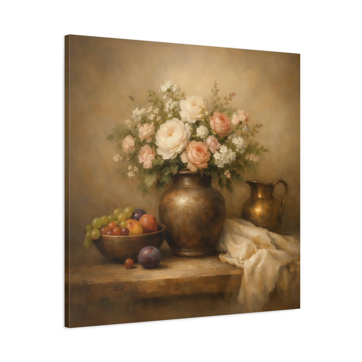 Side Mockup 2. Floral Flower Vase Floral Still Life shown as stretched canvas wall art
